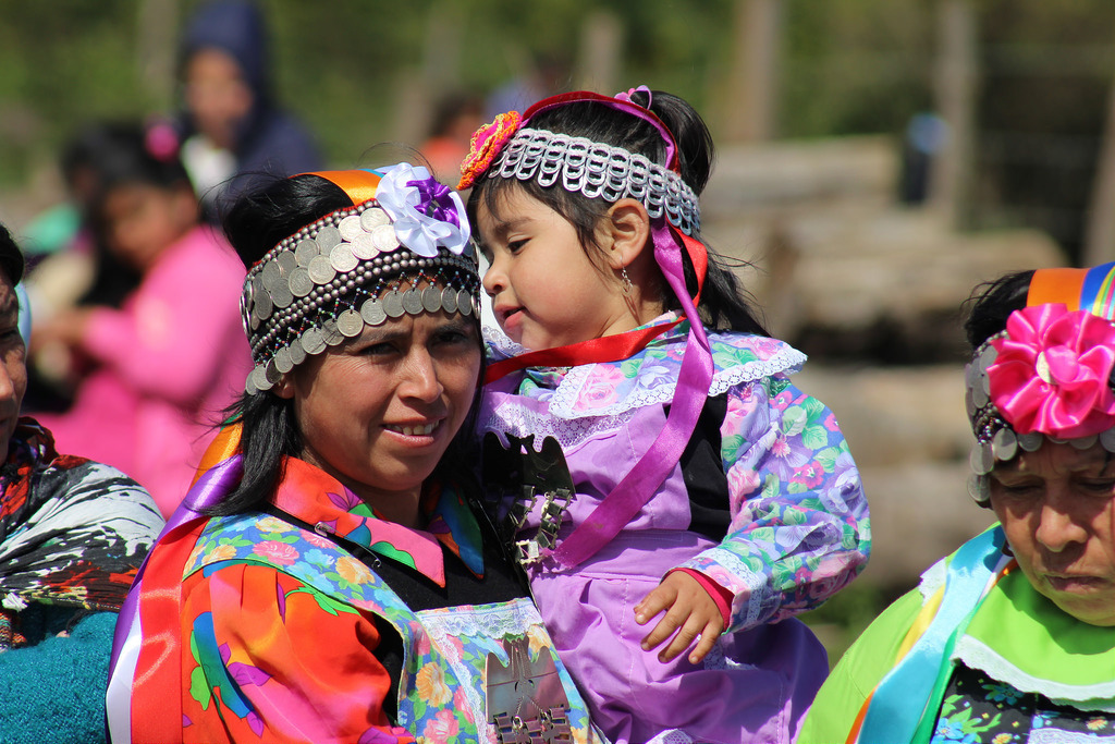 Mapuche women in traditional garb. Photograph: Ministerio de Bienes Nacionales