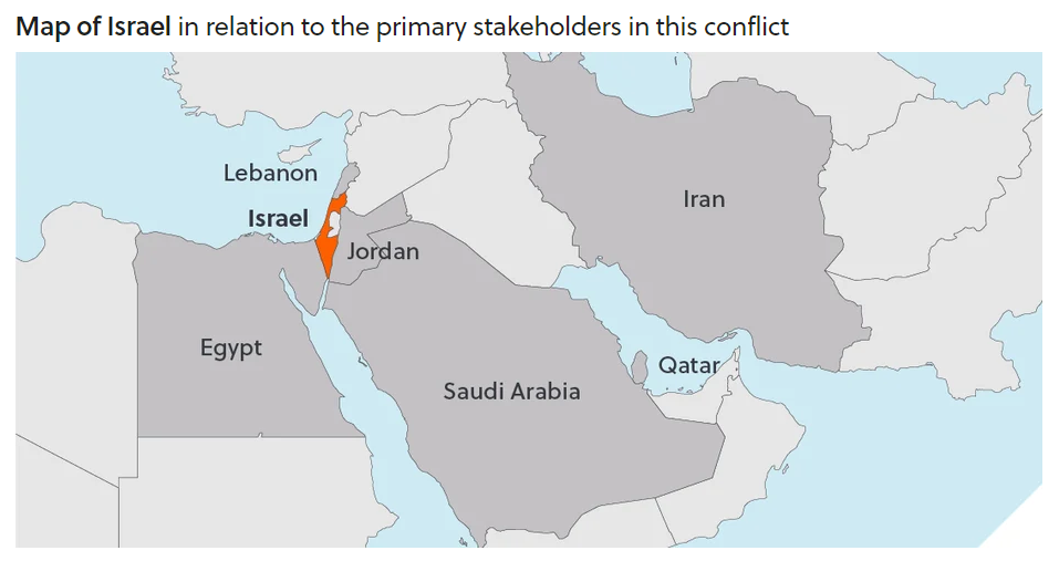 Map Israel and neighbours