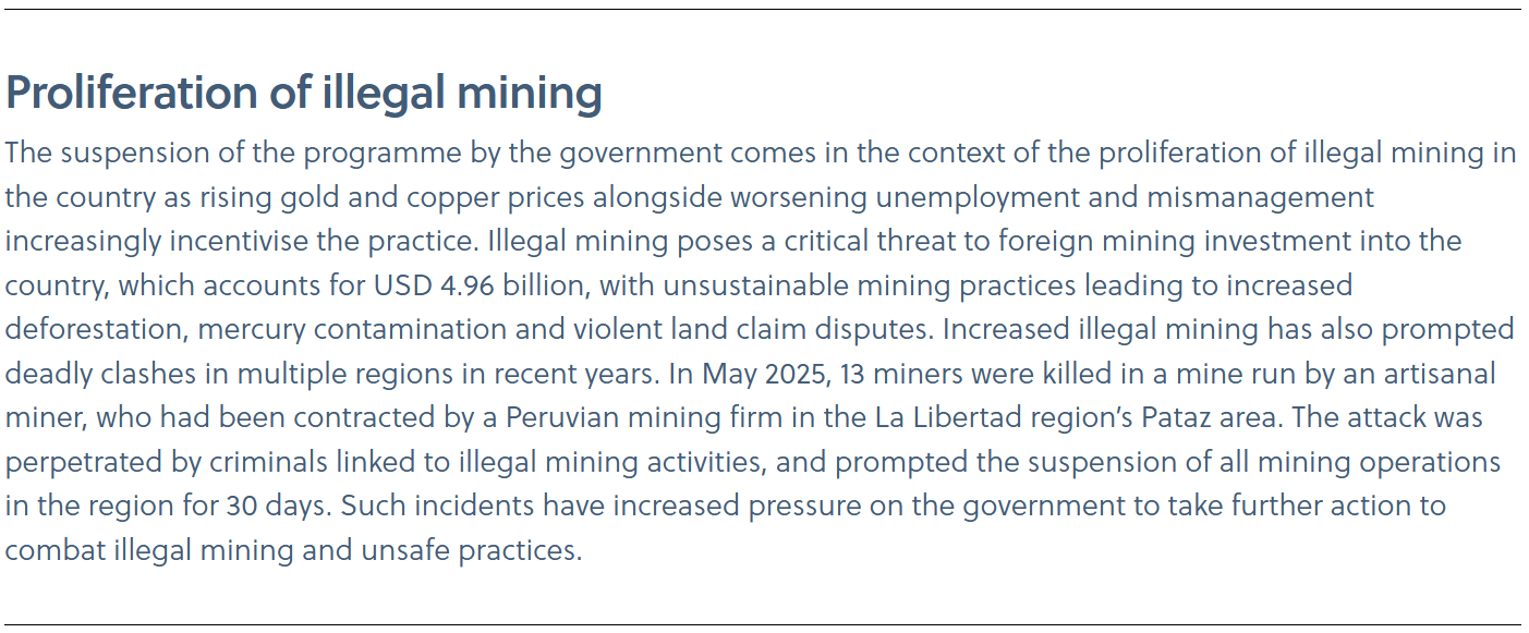 Proliferation of illegal mining