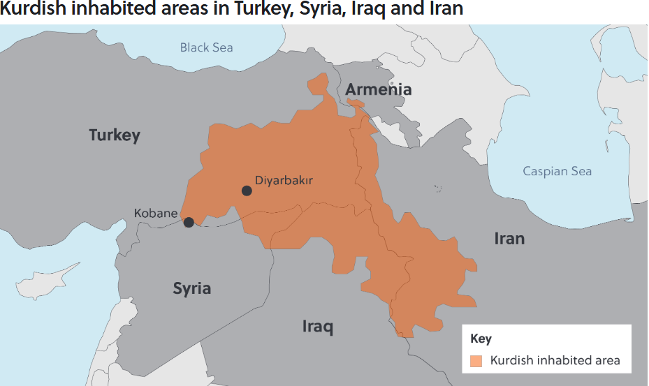 Kurdish areas in Middle East