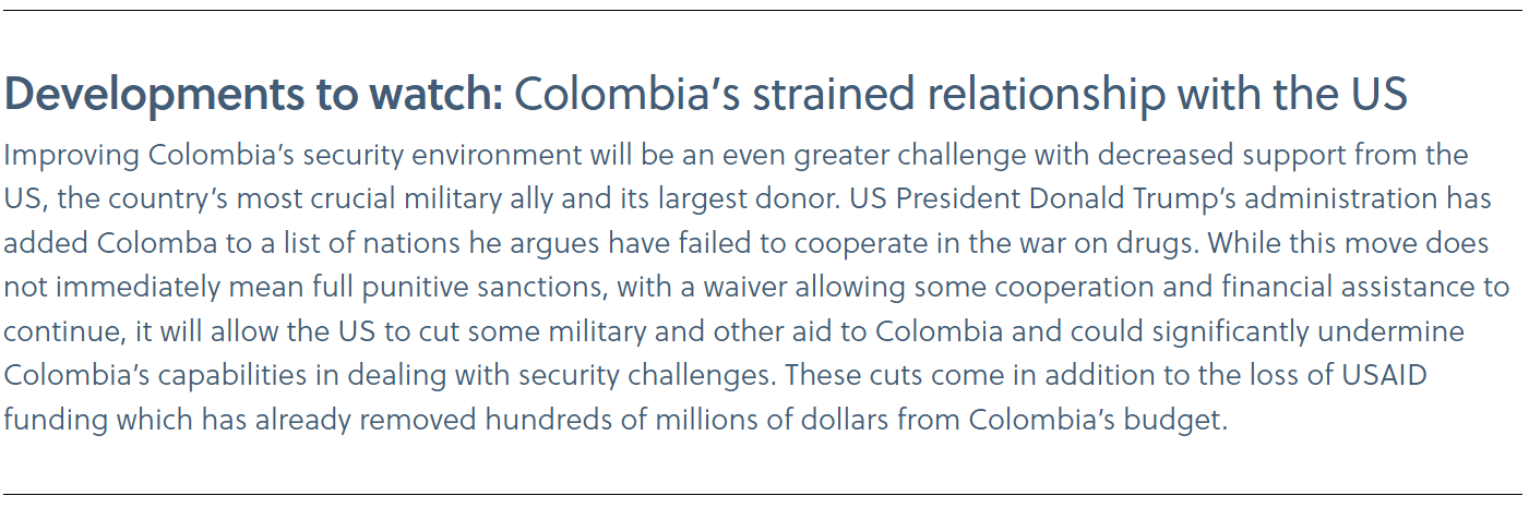 Developments to watch Colombia’s strained relationship with the US