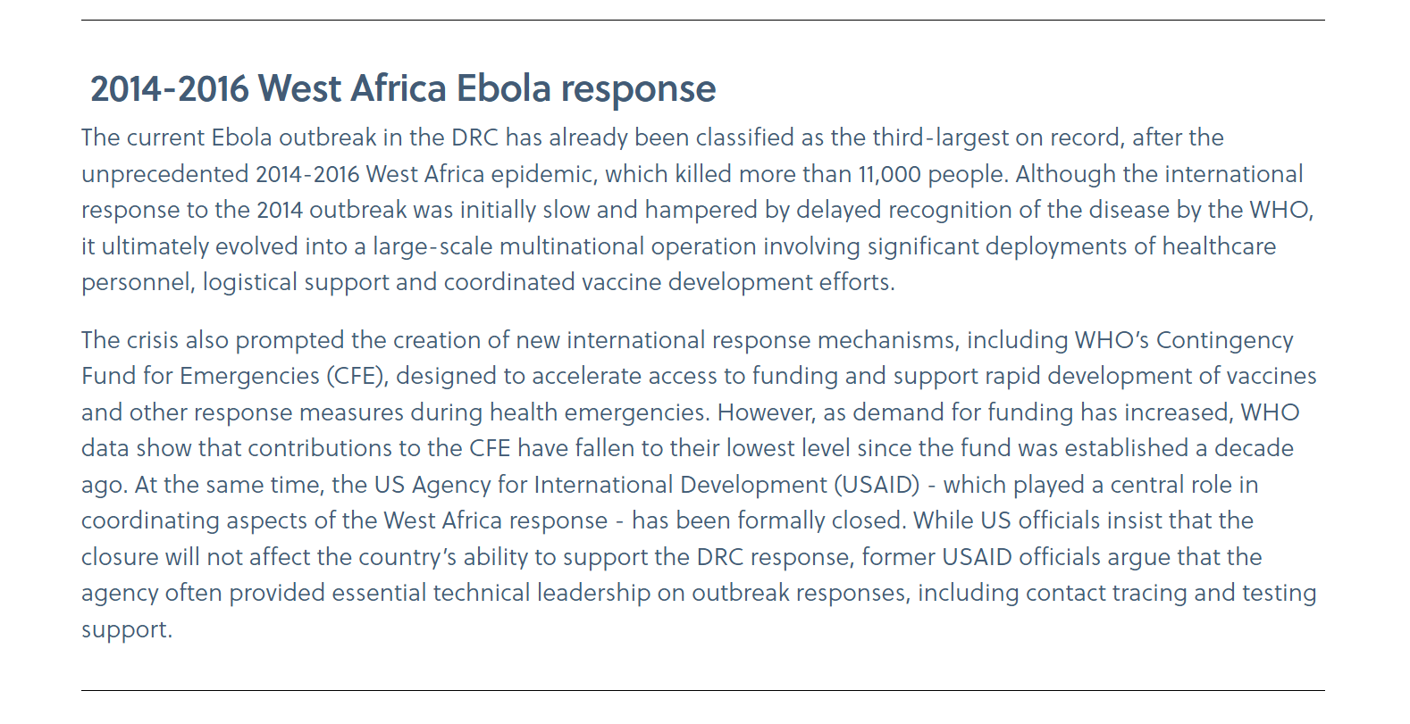 West Africa Ebola response
