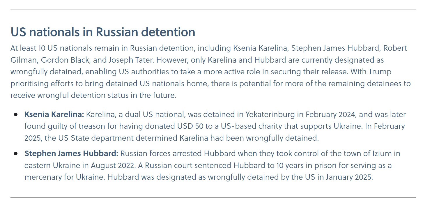 US nationals in Russian detention