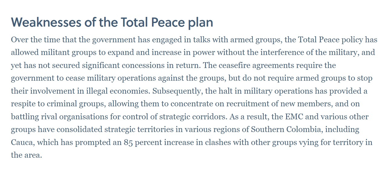 Weaknesses of the plan